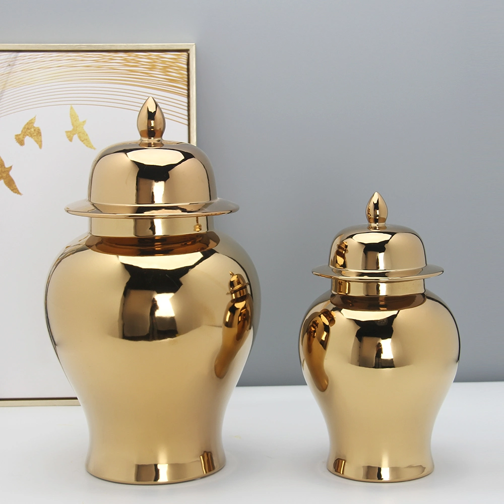 J082G Luxury Ceramic Gold Ginger Jar Sets Minimalist Home Decor Kitchen Porcelain Honey Storage Bottle