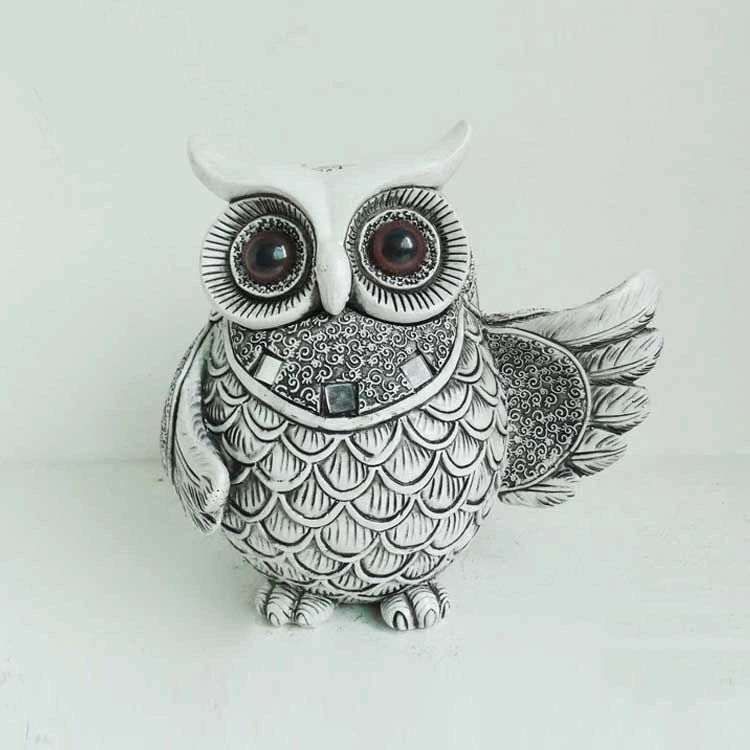 Antique Vintage Ornaments White Resin Owl Figurine for Table Decoration