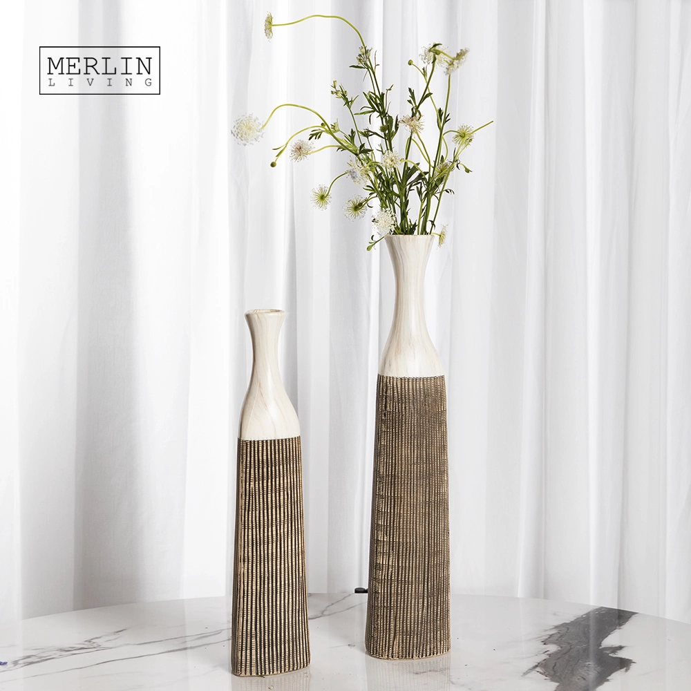 Merlin Marble Decal Simple Flower Vase Nordic Modern Home Decor Artistic Line Ceramic Vase for Home Decor Vases