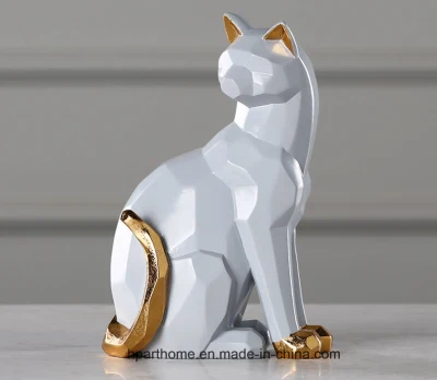 Bellissima scultura di gatto seduto in resina, design personalizzato per la vendita all'ingrosso