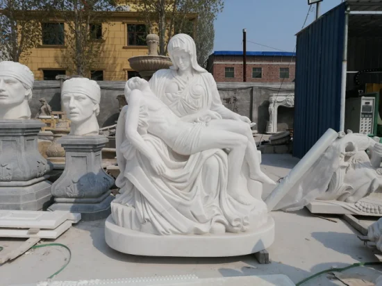 Blve Chiesa a grandezza naturale Pietra bianca Religiosa Gesù Grandi sculture all'aperto Statua in marmo del Cristo Redentore