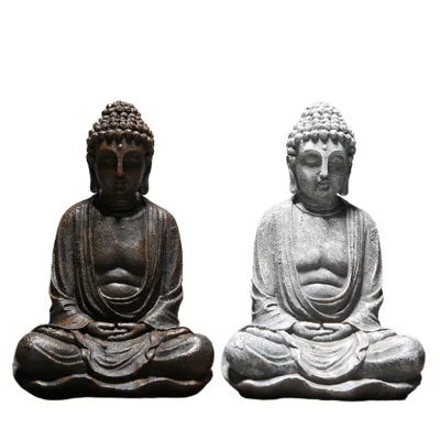 Statua di Buddha in meditazione calma realizzata in resina di alta qualità dal design minimalista per la decorazione domestica